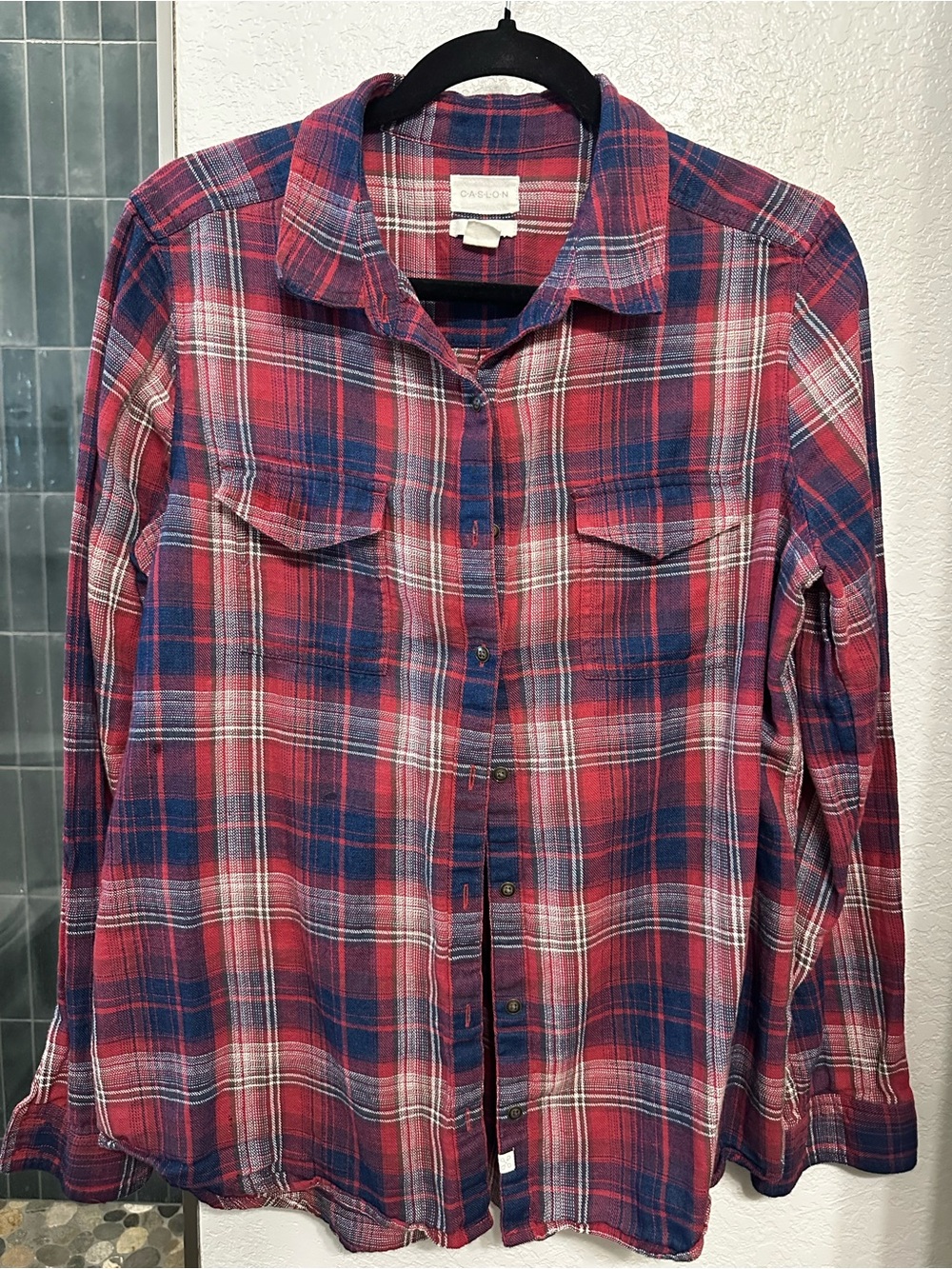 CASLON Women’s Red & Blue Plaid Button-Up Shirt